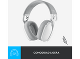 Auriculares inalámbricos - Logitech Zone Vibe 100, Bluetooth, Micrófono con supresión de ruido, 18hs de autonomía, PC/Mac, Altavoces 40 mm, Blanco