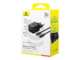 Cargador de pared - Baseus PALM, 30W, USB y Tipo-C, Kit con cable Tipo-C de 100 cm, Universal, Negro