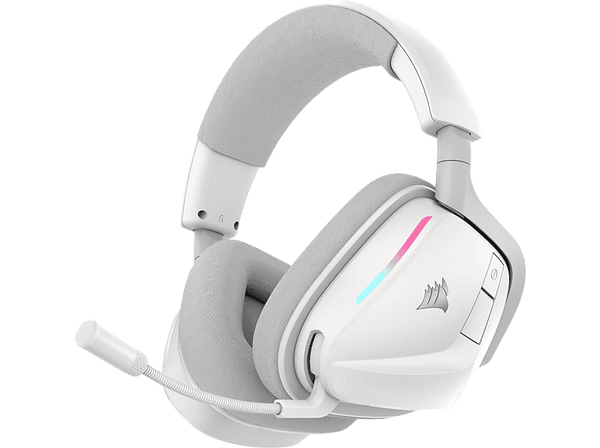 Auriculares gaming - Corsair VOID WIRELESS v2, Circumaurales, Conexión Inalámbrica de 2,4 GHz, Bluetooth, Dolby Atmos® Spatial Audio, Blanco