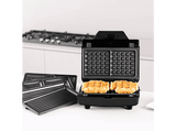 Sandwichera - Taurus Miami Legend Ver II, 3 placas desmontables e intercambiables: sándwich, grill y gofre, Antiadherente, 900 W, Plateado