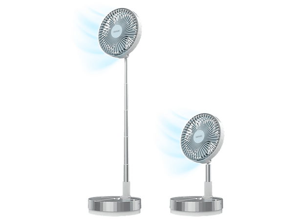 Ventilador de pie - Cecotec EnergySilence 800 FoldAir Control, Telescópico, 8", 4 velocidades, Oscilación automática, Mando a distancia, Plata