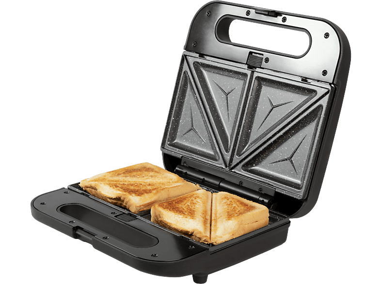 Sandwichera - Cecotec Rock'n Toast 1000 Sandwichera 3 en 1, 800 W, 2 sandwiches, Acero inoxidable, 3 placas intercambiables, Rockstone, Black