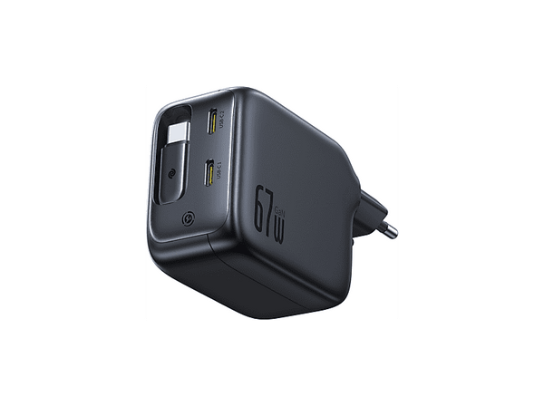 Cargador móvil - Baseus EnerCore CJ11, 67W, Con cable retráctil, Carga rápida, Tipo-C, Universal, Negro Cosmic