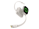 Cable USB-C - Baseus All-in-One retráctil, 90 cm, Tipo C a Tipo C, Universal, Carga rápida, 100W, Carga SmartWatch 2.5W, Blanco Starlight
