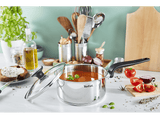 Olla - Tefal Primary set E308S, 11 piezas, Cazo 16 cm, Cacerolas 18/20/24, Tapas de cristal, Espátula, Cuchara, Cucharon, Acero inoxidable, Inducción