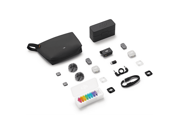 Micrófono - DJI Mic Mini 2S (2 TX + 1 RX + Estuche de carga), Cancelación de Ruido con IA, 28h Autonomía, 16GB Almacenamiento, Negro