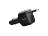 Cargador coche - Belkin BBC036hqDG-MR, Compatible con dispositivos alimentados por USB-C, Cable USB-C retráctil, Negro