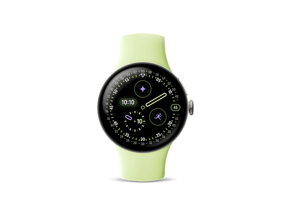 Smartwatch - Google Pixel Watch 4, AMOLED, 41 mm, Correa S-L, Aluminio 100% reciclado, Con Gemini, Oro/Verde lima