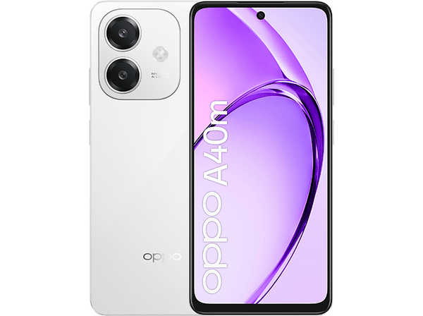 Móvil - OPPO A40M, Blanco, 256 GB, 8 GB RAM, 6.72" LCD, Qualcomm Snapdragon 6s 4G Gen 1 (11nm), 5100 mAh, 90 Hz, IP54