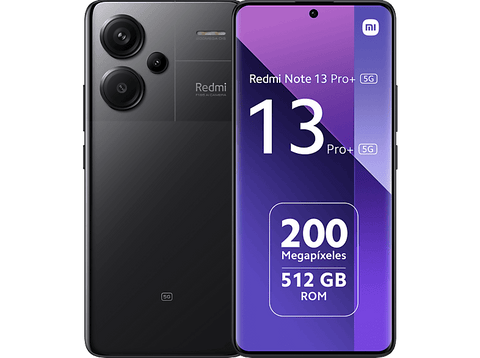 Móvil - Xiaomi Redmi Note 13 Pro+ 5G, Midnight Black, 512 GB, 12 GB RAM, 6.67