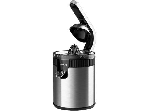 Exprimidor - Cecotec Xqueeze RetroJuice 600 Steel, 600 W, Filtro acero inox, 2 conos, Sistema extracción continua, Antigoteo, Steel