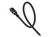 Cable USB - Baseus Dura, Lightning - USB, 100 cm, 2.4A, Carga rápida, Rojo y Negro
