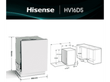 Lavavajillas integrable - Hisense HV16D5, 16 servicios, 6 programas, 59.8 cm, Cestas flexibles, Tres programas, Sin Panelar