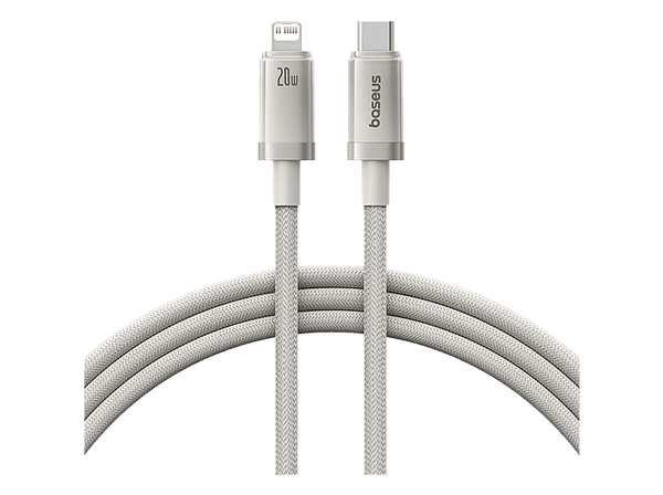 Cable USB-C a Lightning - Baseus Titanium Alloy, Carga ultrarrápida, Alta resistencia, USB-C a Lightning, 100 cm, 20W, Dorado Galaxy Titanium