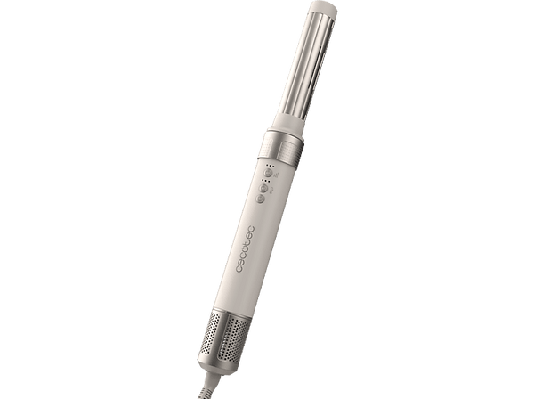 Moldeador - Cecotec Bamba CeramicCare 12in1 AirGlam Champagne, Tecnología Coanda, 3 velocidades, 3 temperaturas, 1400W, 12 cabezales, Champagne