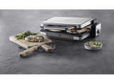 Grill - WMF Lono Contact Grill, 2 en 1, Grill y Sandwichera, 2100 W, 2 placas, Antiadherente, Temp. Ajustable, Antigoteo, Acero Inox. Cromargan, Plata
