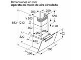Campana decorativa - Bosch DWK67FN60, Serie 4, 4 velocidades, 768 m³/h, Home Connect, Motor Eco Silence, 59 cm, Cristal negro