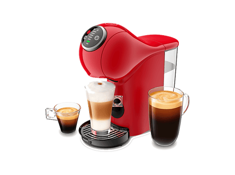 Cafetera de cápsulas - Krups Genio S Plus, Compacta, Alta presión, 30 tipos de bebidas, Función XL, 2 packs de regalo, Modo Eco, 15 bar, Roja