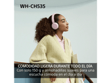 Auriculares inalámbricos - Sony WH-CH535L, Bluetooth 6.0, 55 h batería, Carga rápida, 360 Reality Audio, Conexión multipunto, Diadema, Azul