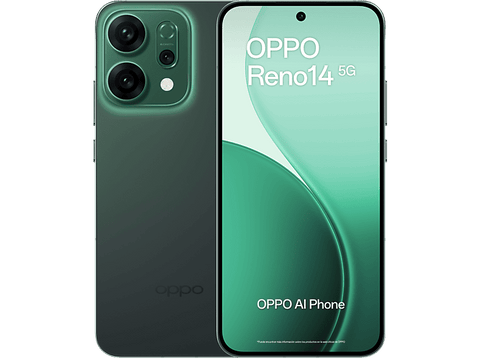 Móvil - OPPO Reno14, Luminous Green, 512 GB, 12 GB RAM, 6.59 