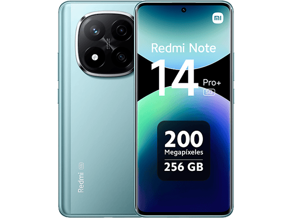 Móvil - Xiaomi Redmi Note 14 Pro+ 5G, Azul ártico, 256 GB, 8 GB RAM, 6.67" AMOLED 1.5K, Snapdragon 7s Gen 3., 5110 mAh