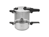 Olla express - Jata HOLL2547, 7L+4L, Acero inoxidable, Diámetro 22 cm, Triple sistema de seguridad, 2 Niveles de Presión