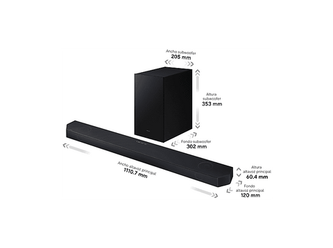 Barra de sonido - Samsung HW-Q600H/XC, Bluetooth, Inalámbrico, 320 W, Negro