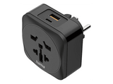 Adaptador de viaje - Hama 00223460, 1 Puerto USB-C y 1 puerto USB-A, Negro