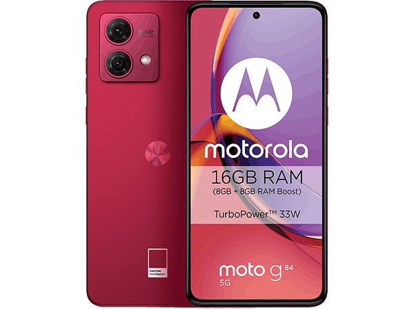 Móvil - Motorola moto g84 5G, Viva magenta, 256 GB, 8GB, 6.5" Full HD+ POLED, Qualcomm® Snapdragon™ 695 5G , 5000 mAh