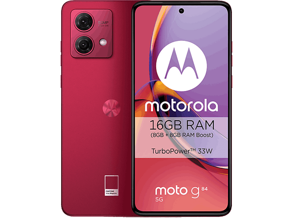 Móvil - Motorola moto g84 5G, Viva magenta, 256 GB, 8GB, 6.5" Full HD+ POLED, Qualcomm® Snapdragon™ 695 5G , 5000 mAh