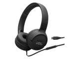 Auriculares - JBL Tune 520C, Cable, Circumaurales, USB-C, Micrófono, Plegable, Negro