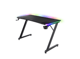 Mesa gaming - Trust GXT710, Iluminación RGB, Cargador Inalámbrico, Negro