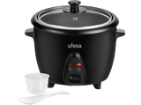 Arrocera - Ufesa AR4080 Basmati, 700 W, 1.8 l, Cubeta anti adherente extraíble, Función mantener caliente, Negro