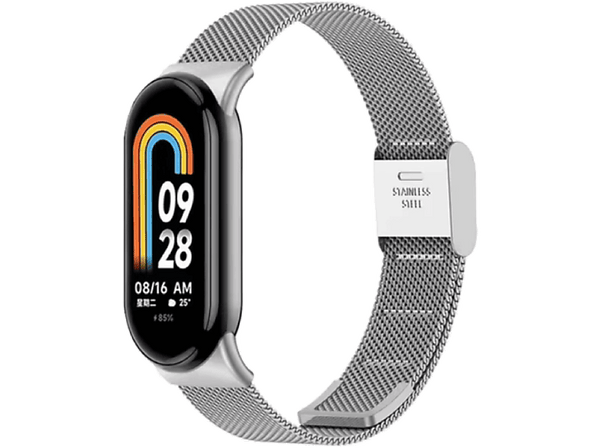 Correa - Friendly License FRSWB094, Acero inoxidable, Tamaño Muñeca 14-22 cm, Compatible con Xiaomi 9  y 8, Plata