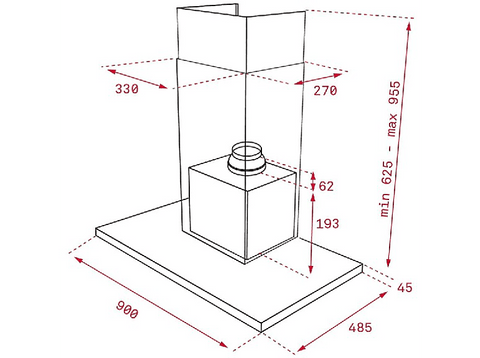 Campana decorativa - Teka DLH 986 T, 3 Velocidades + intensiva, 701 m3/h, Programable, 90cm, Inox