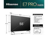 TV QLED 55 - Hisense 55E7NQ Pro, UHD 4K, Game Bar, 144Hz, Dolby Vision IQ, Dolby Atmos, Subwoofer, IA, Negro
