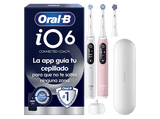 Cepillo eléctrico - Oral-B iO 6s, Pack doble, 5 modos, Seguimiento con app, Pantalla interactiva, Sensor de presión, Estuche de viaje, Blanco y rosa