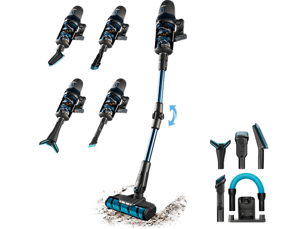 Aspirador escoba - Cecotec Conga Rockstar 11500 Odyssey ErgoFlex, 850 W, 3 en 1, 300 aW, 30 kPa, 90 min, Cepillo Jaliscazo, Incluye accesorios, Black
