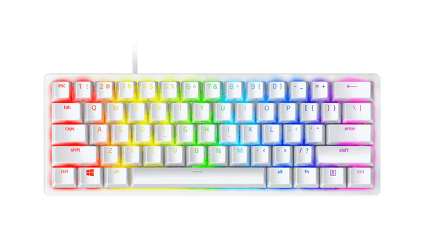 Teclado gaming - Razer Huntsman Mini, USB-C, Retroiluminación, Switches ópticos Razer™, Blanco