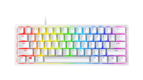 Teclado gaming - Razer Huntsman Mini, USB-C, Retroiluminación, Switches ópticos Razer™, Blanco