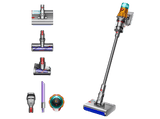 Aspirador escoba - Dyson V12s Detect™ Slim Submarine, Friegasuelos, Potencia succión 140 AW, Autonomía 60 min, Accesorios incluídos, Níquel