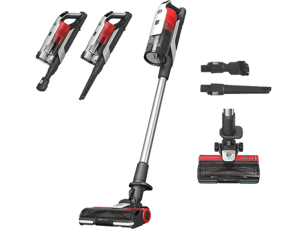 Aspirador escoba - Hoover HF9 HOME, Cepillo Anti-Enredos, Posición Parking, Luz LED, Autonomía 30 min, Batería Extraíble, 0.7L, 5 años Garantía, Rojo