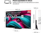 TV OLED 83 - LG OLED83C54LA, OLED 4K, Procesador Inteligente α9 AI Processor 4K Gen8, Smart TV, DVB-T2 (H.265), Negro