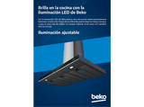 Campana convencional - Beko BHCA66641BBHS, Velocidades 3 + Intesivo, 445 m³/h, Inclinada, Negro