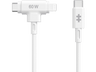 Cable adaptador - Hyper Juice, USB-C a USB-C+Lightning, Universal, Silicona, 60W, Blanco