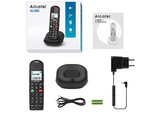 Teléfono - Alcatel XL685 Single, Análogo, Teclas Grandes, Compatible con Audífonos, Negro