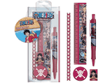 Pack papelería - One Piece: bolígrafo, lápiz, sacapuntas, borrador y regla de 15 cm