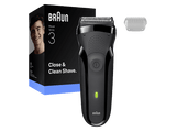 Afeitadora - Braun Serie 3 300s, 2 láminas Flex de afeitado, Resistente al agua, 300S, Gris