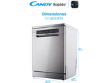 Lavavajillas - Candy Rapido' CF 6B2S3PSX, 16 servicios, 10 programas, 60 cm, Motor Inverter, Wi-Fi,  Inox