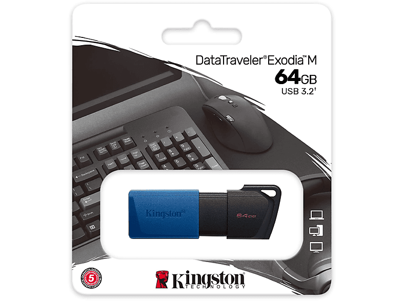 Memoria USB 64 GB - Kingston DataTraveler® Exodia™ M, USB 3.2, Azul